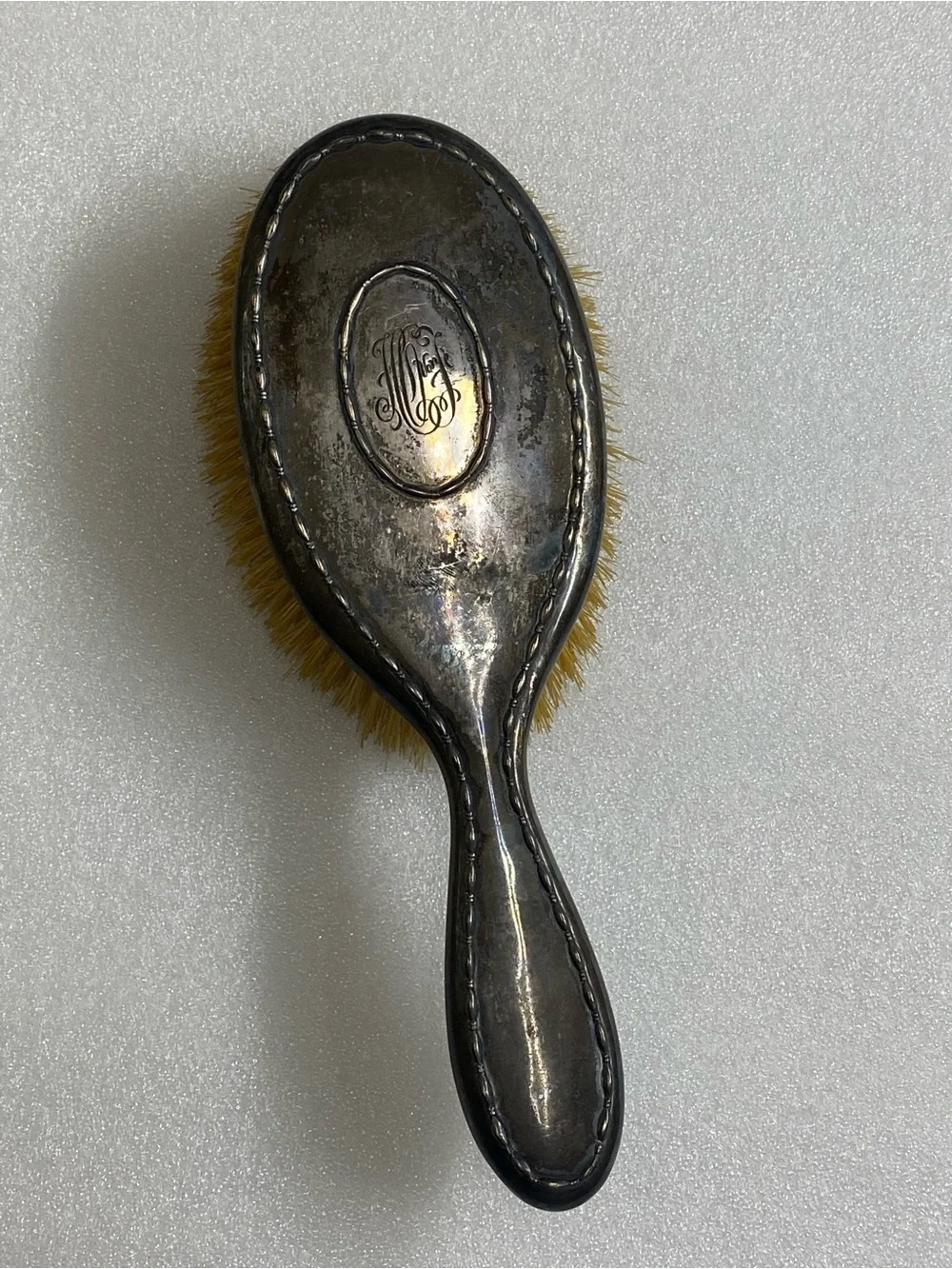 Antique TIFFANY & Co Sterling Silver Hair Brush 19th Century Monogram: HCF VON